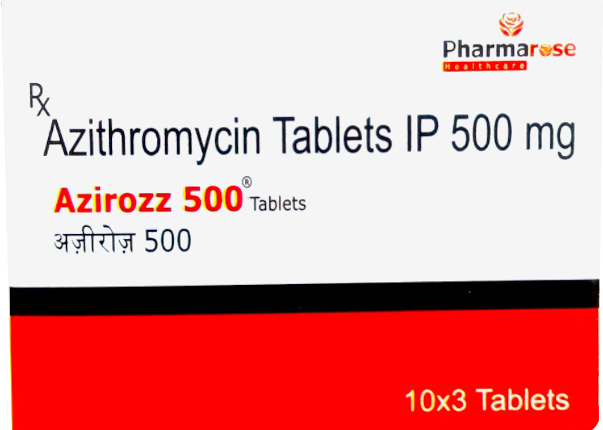 Azirozz 500 Tablet  Azithromycin 500 mg – Antibiotic for bacterial infections  Benefits: Respiratory, skin, throat &amp; ear infections  View Product